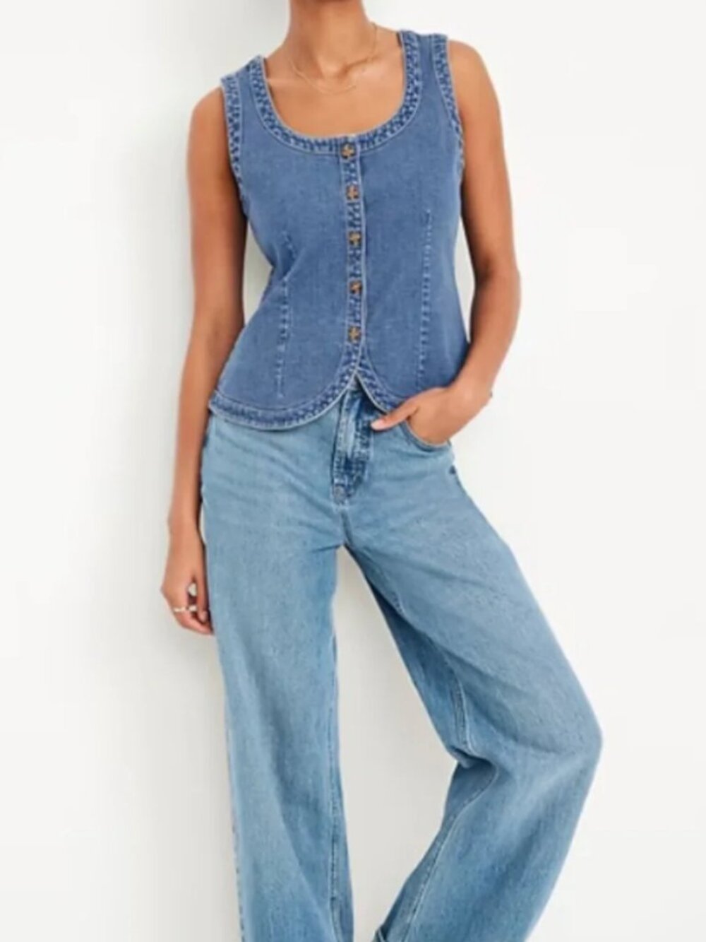 NWOT Old Navy Sleeveless Longline Denim Vest